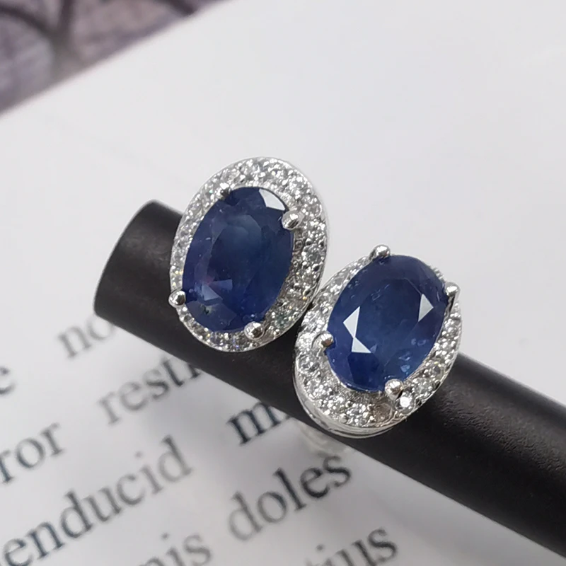 

Botoho S925 Sterling Silver Plated Platinum Inlaid Sapphire Stud Earrings for Women Christmas New Year Gift