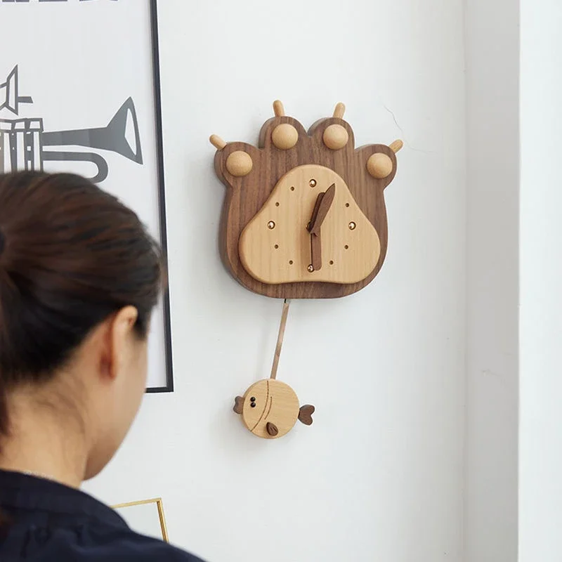 Silent Pendulum Wall Clocks Wooden Animal Art Modern Clock Retro Hands Elegant Stylish Watch Hotel Clock Wall Decoration