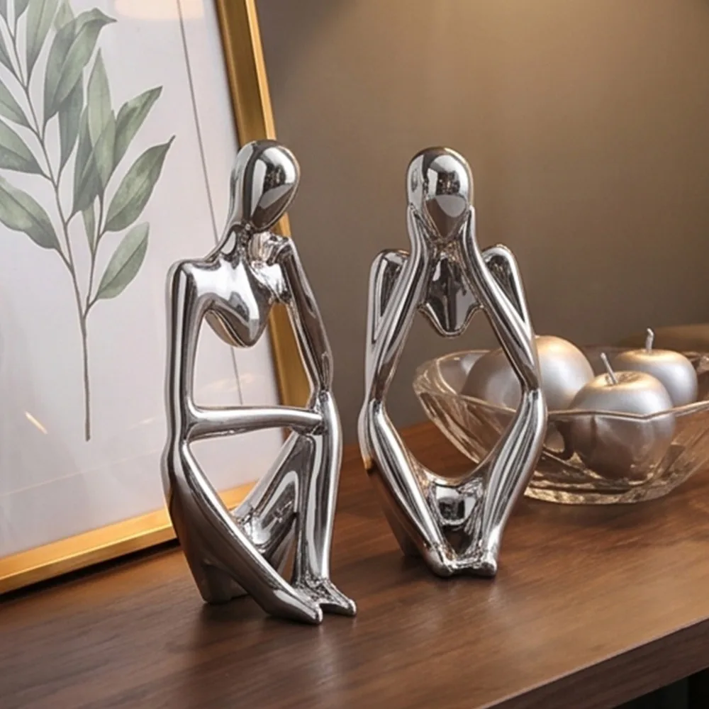 Bookshelf Decor Home Decor Sand Color The Thinker Abstract Statues Sculptures Figurine Statue Resin Modern Reading Decoration
