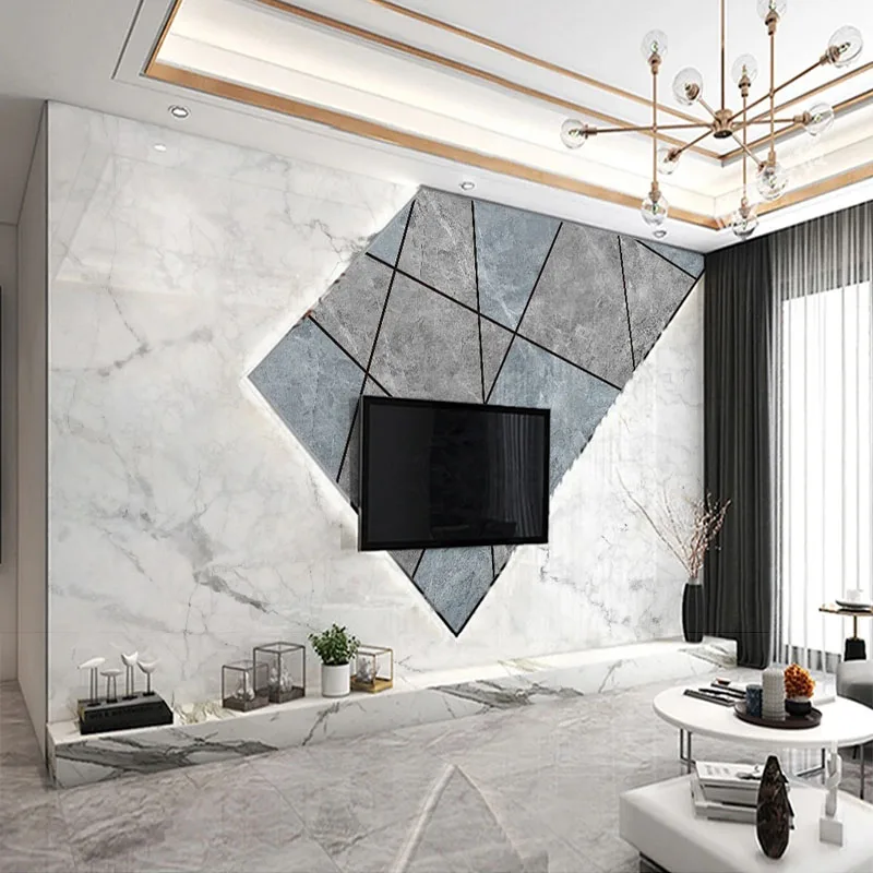 

Custom Any Size Mural 3D Modern Minimalist Microcrystalline Stone Marble Pattern Jazz White Slab Light Luxury Combination Wall