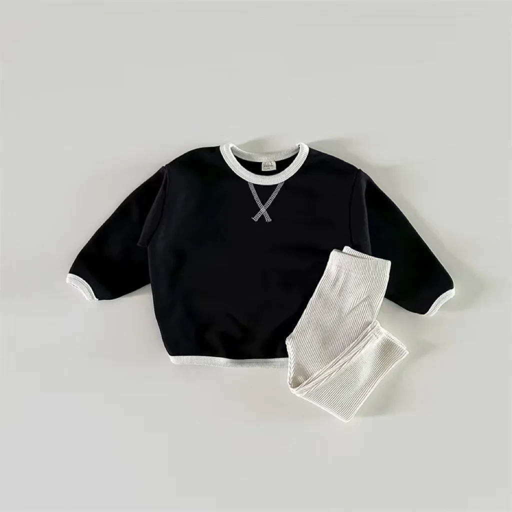 Baby Clothes Crew-neck Hoodie Daily Style Baby Boys and Girls 2024 Spring and Autumn New Long Sleeve Shirt Solid Color T Shirt