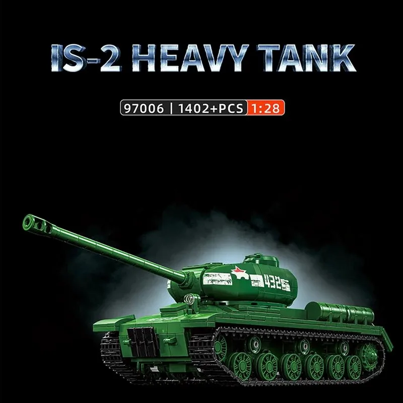 

1402 шт., WW2 IS-2, тяжелый танк, военные строительные блоки, набор коллекционных мастерских, сборка, модель, комплект для взрослых, игрушки «сделай сам», подарки