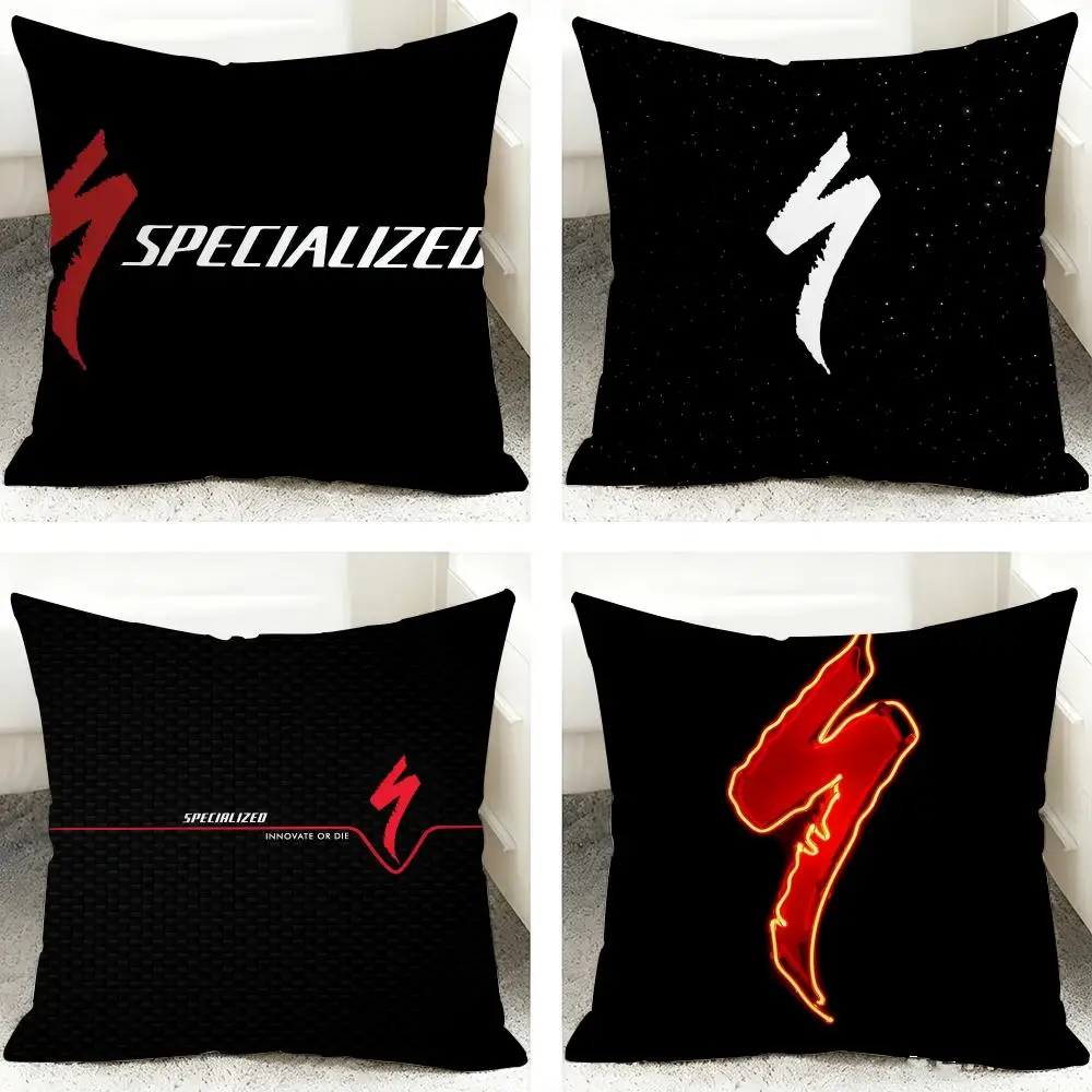 S-Specialized Mountain Bike Logo Cushion Cover 40x40cm Square Decorative Sofa Cushion Cover Bedroom Living Room Home Decor Gift