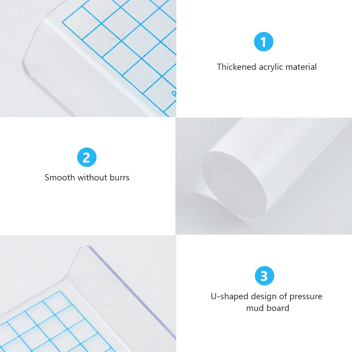 

3pcs Acrylic Clay Tools Set Rectangle U-Shaped Sheet Board For Polymer Clay Rolling Shaping Modeling Craft Kit Diy Supplies