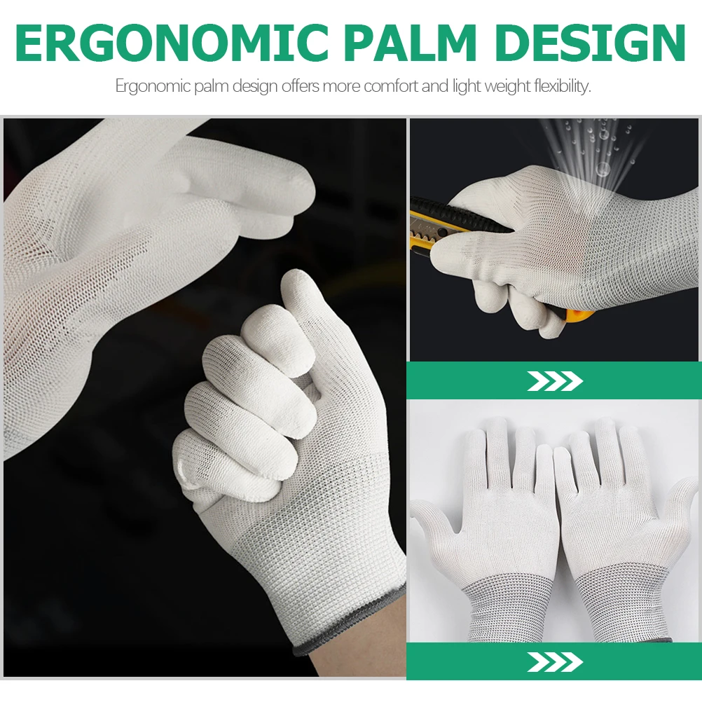 

12 Pairs Anti-static Protective Gloves Reusable Painted Fingers Nylon Work Electric