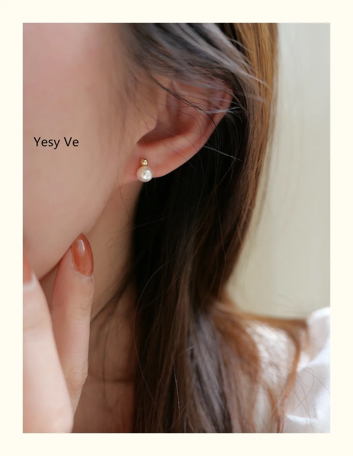 Yesy Ve Women Mini Natural Pearls Earrings 14K Gold Plate Stud Earrings Also Can Be Wore In Bath New Arrival