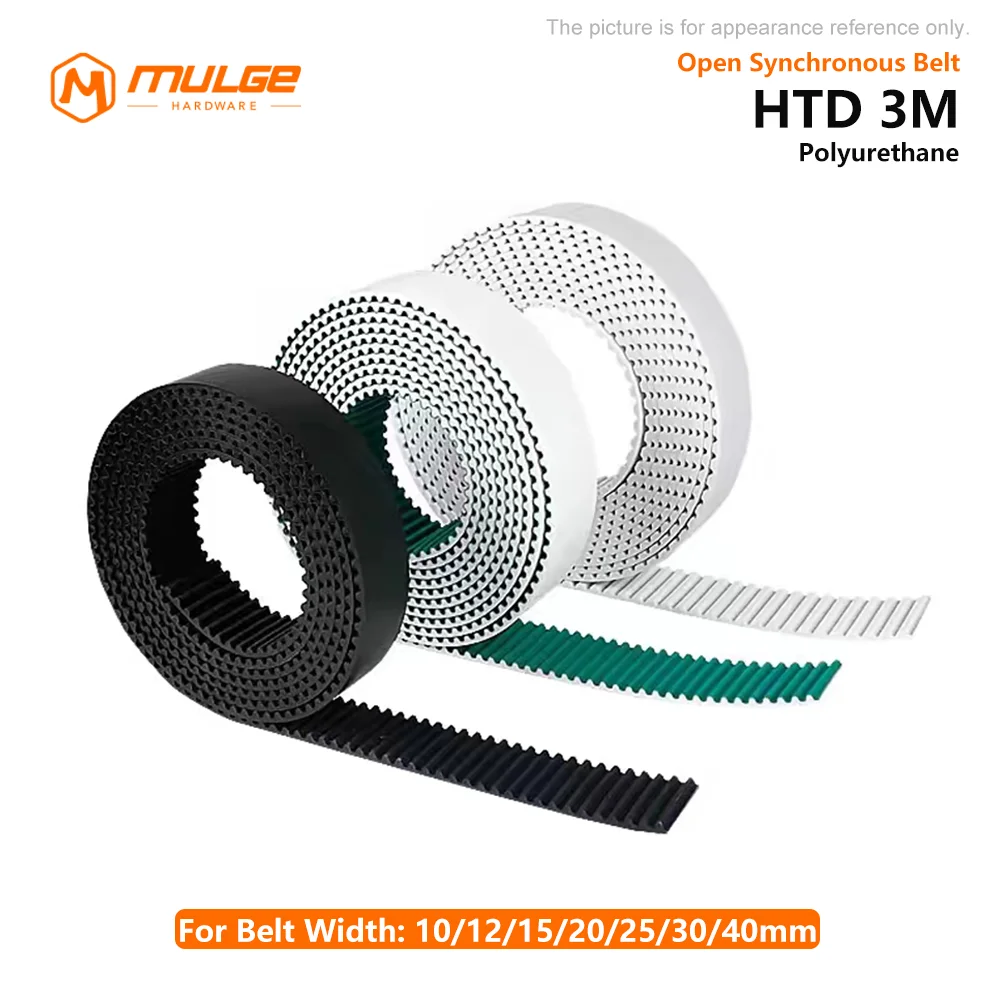 High Quality HTD 3M PU Open Belt Width: 10mm /15mm/20mm/25mm/30mm/40mmTiming Polyurethane Transmission Belt For 3DPrinters Etc