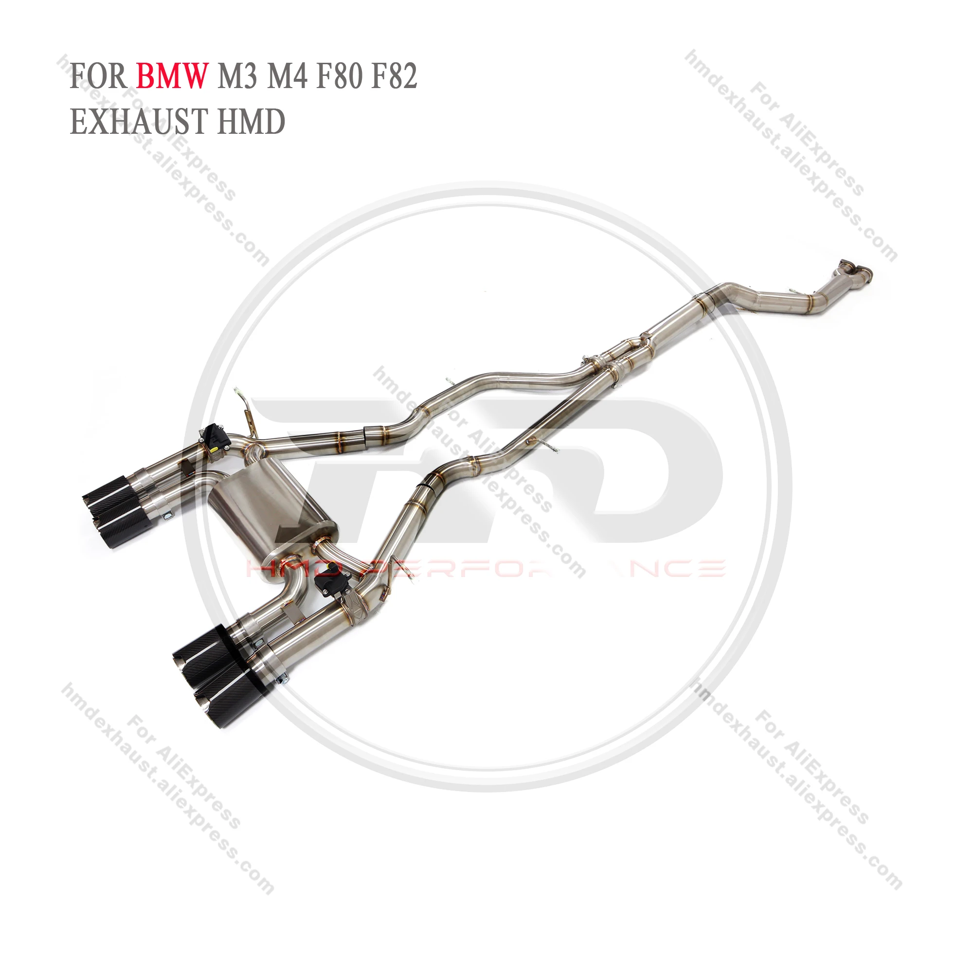 HMD Hot Sale Exhaust System Stainless Steel Performance Catback for BMW M3 M4 F80 F82 F83 3.0T Muffler With Valve