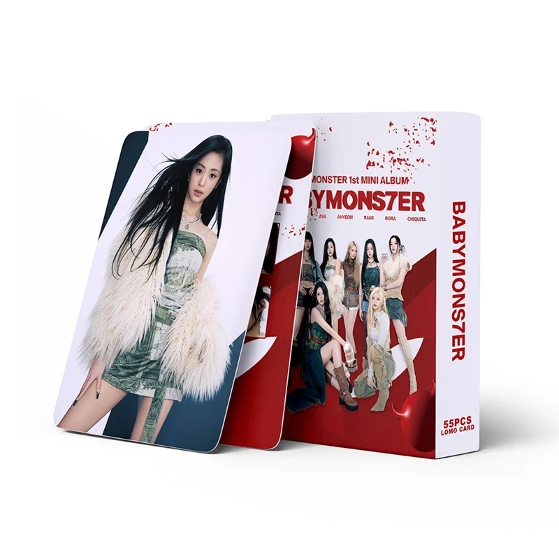 Imagem -03 - Cartão Postal Cartão da Foto de Little Monster Kpop Bab Monster Album Babymons7er Cartão Lomo Suporte Cartão bm Ahyeon Haram Rora 55 Pcs Set