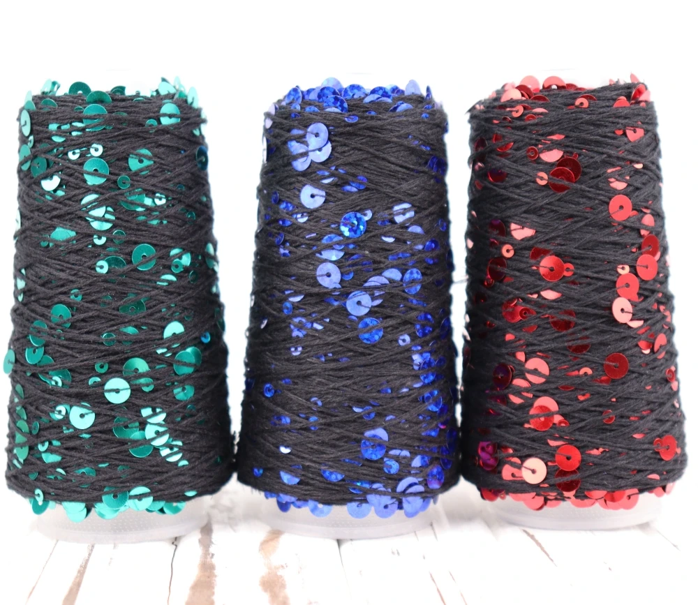 100g 300M 100% Cotton Yarn 6mm+3mm Special Sequin Yarn DIY Garment Accessories Rag Doll Knitting Yarn