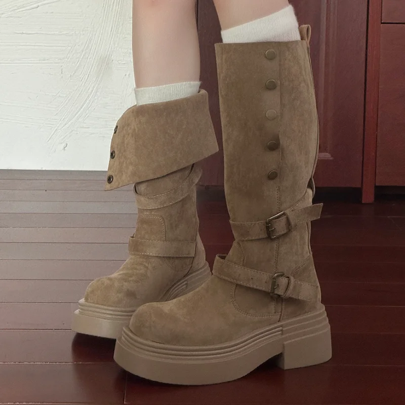 

Platform Women's High Boots Mid Heels Designer Heels Shoes 2025 Winter Chelsea Boots Walking Trend Fashion Gladiator Mujer Botas