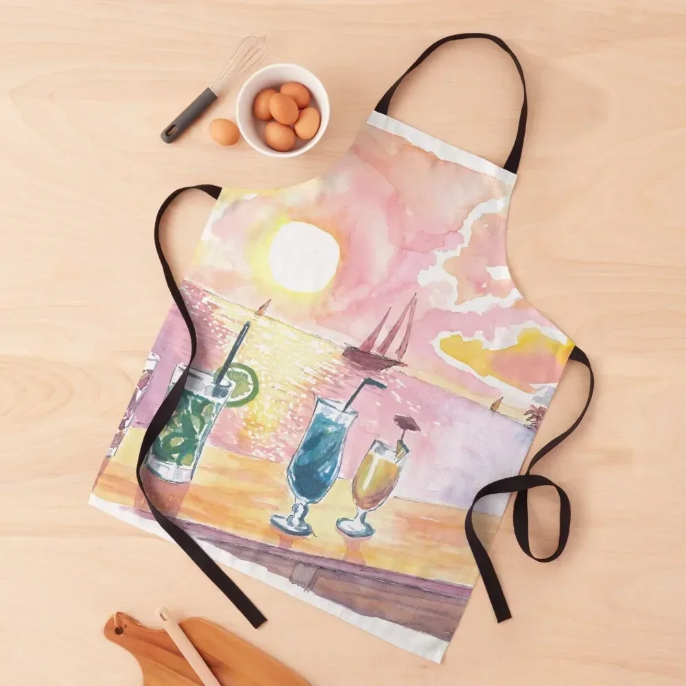 Unforgettable Sunset Celebration with Drinks on Mallory Sq Key West Florida Apron Chef Accessories For Hairdresser Apron