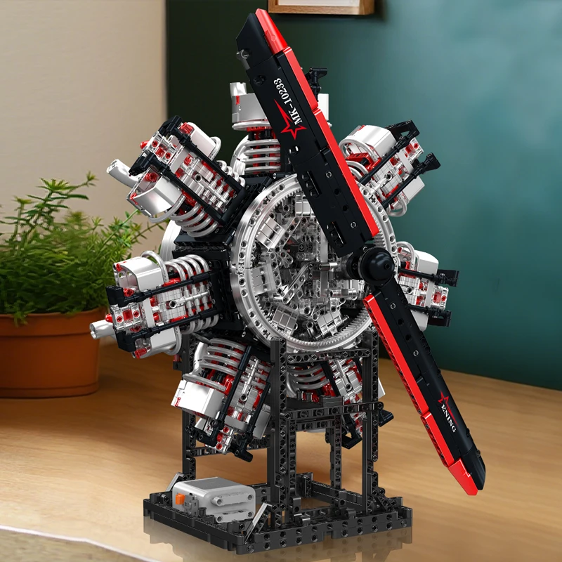 Mould King 10233 Radialflugzeugmotor-Bausteine, Modellbausatz, 3089 Stück STEM-Projekt für Teenager, baubare Anzeige, DIY-Spielzeuggeschenke
