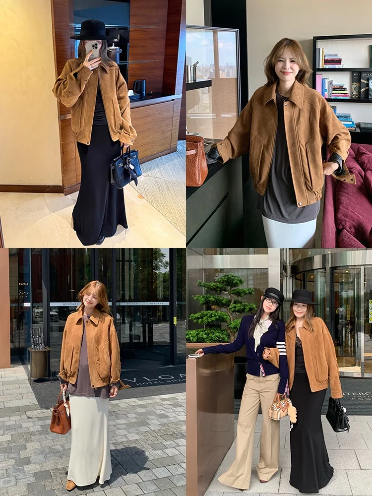 เสื้อแจ็คเก็ตหนัง PU รักษ์โลก ยี่ห้อ Xzichic พร้อมซิปโลหะ สำหรับผู้หญิง รุ่นใหม่ประจำฤดูใบไม้ร่วง ทรงหลวมไหล่ตก สไตล์สตรีทแฟชั่น