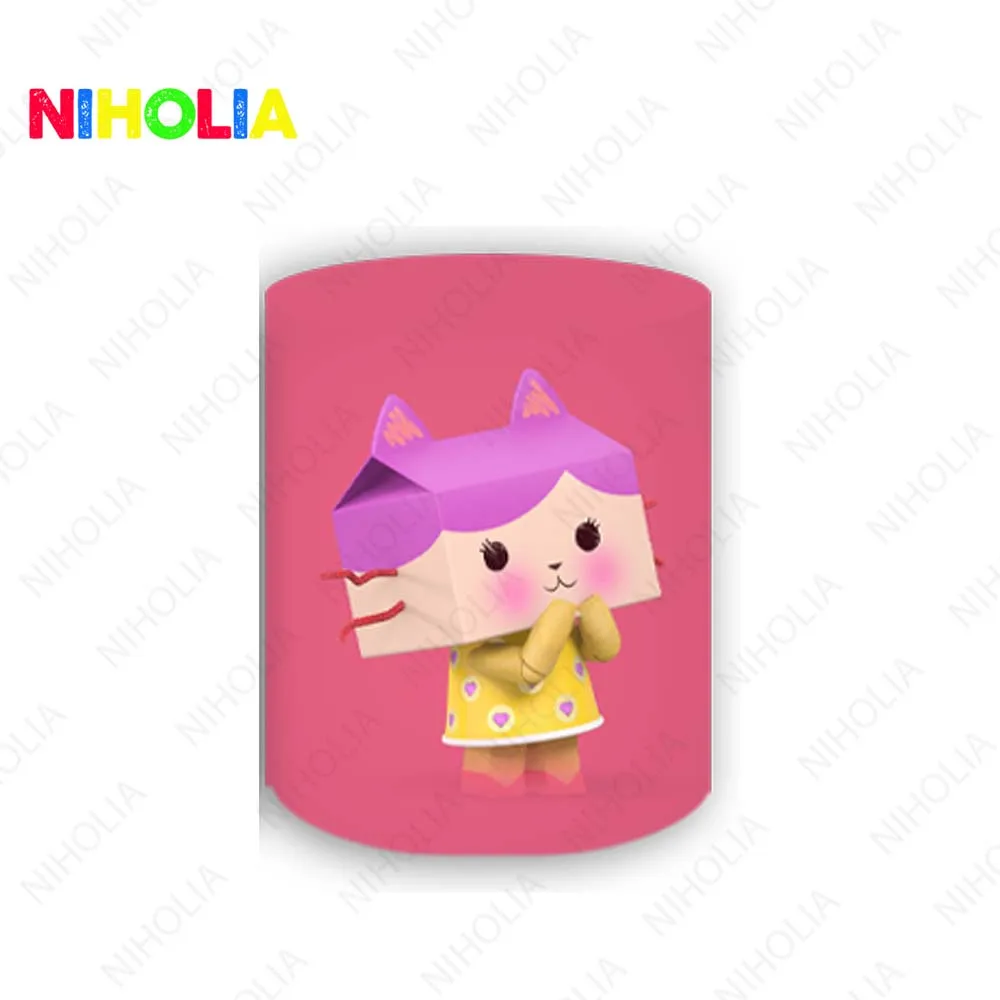 Niholia Gabby Dollhouse Round Photography Backdrop Girls Birthday Photo Background Cute Dolls Circle Vinyl Photo Booth Props