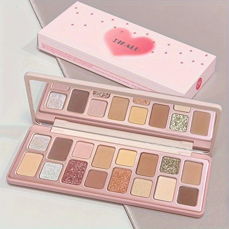 พาเลทอายแชโดว์ 16 สี - เนื้อแมทและชิมเมอร์, โทนสีชมพูอ่อนถึงสีน้ำตาลเอิร์ธโทน, ลุคมakeup สำหรับทุกวันและงานกลางคืน, ติดทนนาน