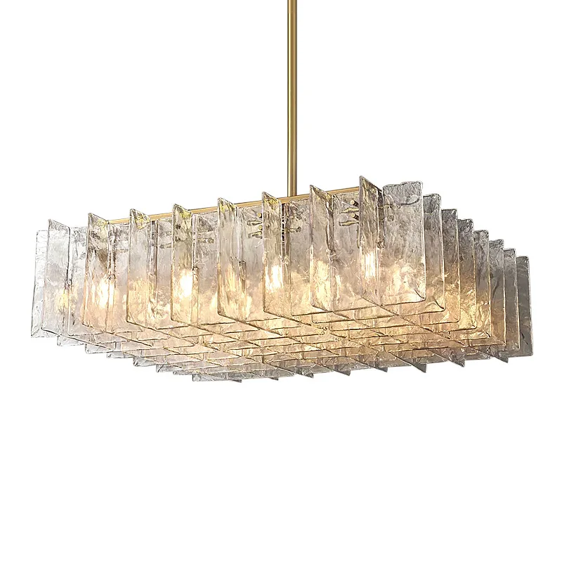 Upgrade Your Home With Our Exquisite American E14 LED Square Chandelier Chrome Brass Pendant Light Dimming Function