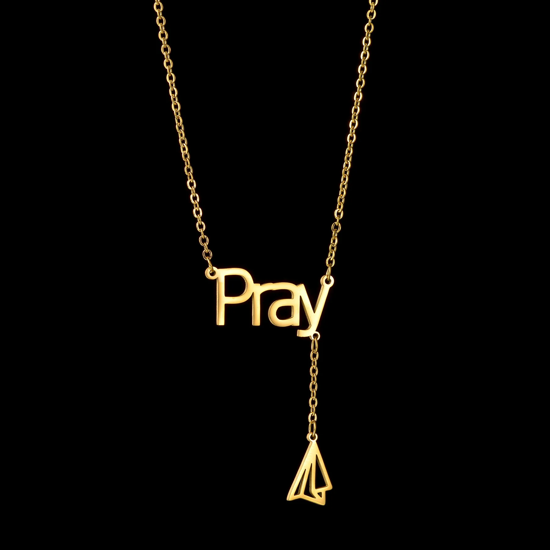 Custom Stianless Steel Necklace Personalized Name Letter Paper Airplane O-Chain Necklace Creative Charm For Woman Girl Gift