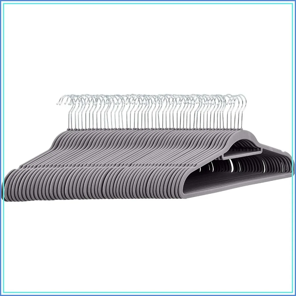 Perchas de Terciopelo para Trajes con Barra Horizontal para Corbatas, Ahorro de Espacio para Organización de Ropa, Almacenamiento Resistente, Gris Oscuro, Paquete de 50