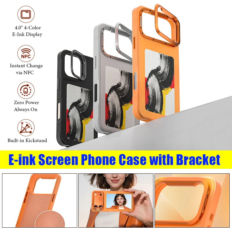 

Чехол для iPhone 17 Pro Max, 17 Pro, 17 с 4-дюймовым HD NFC-экраном на электронных чернилах, беспроводной зарядкой и магнитной защитой