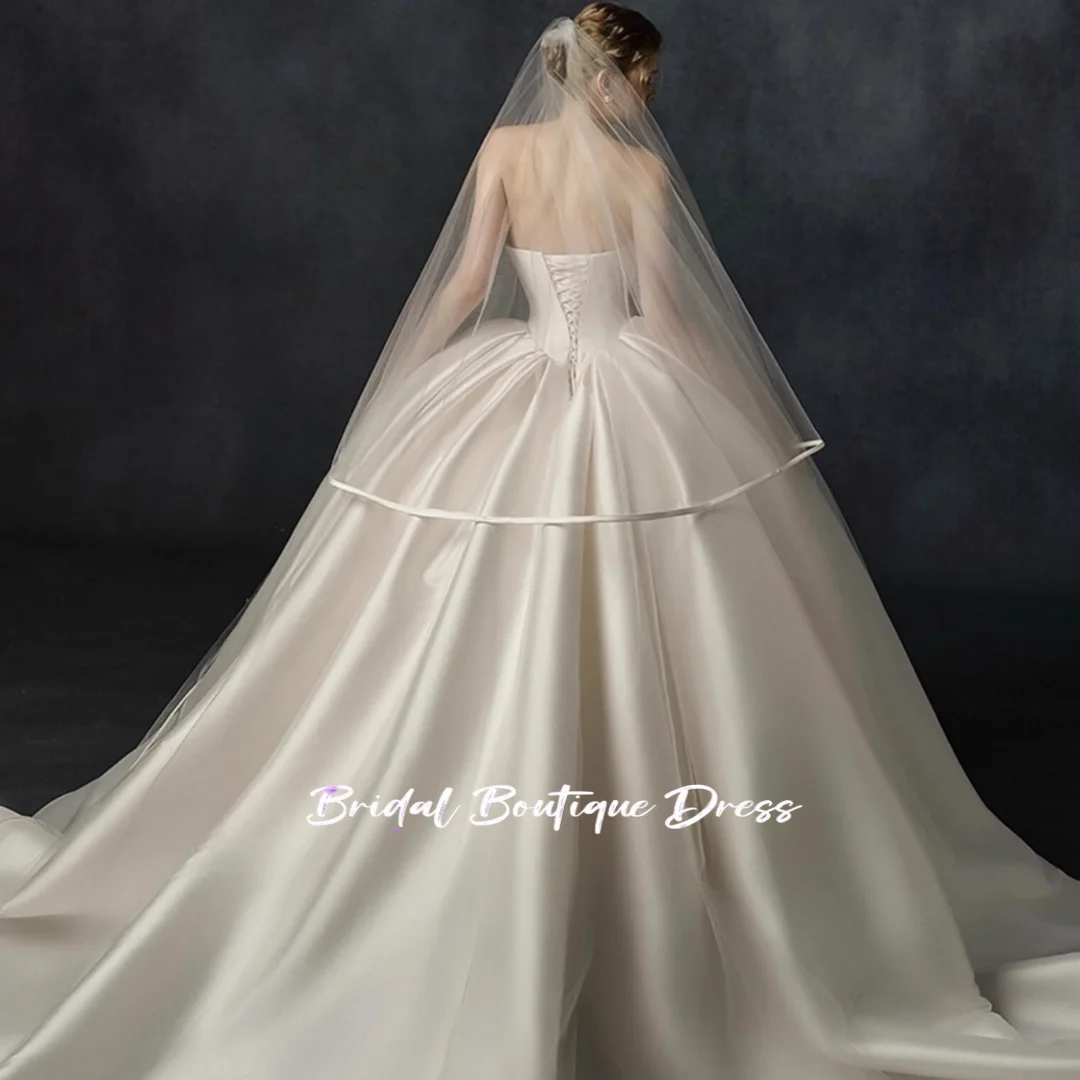 Personalizado requintado cetim vestido de casamento applique vestido de baile vestido de casamento para noiva 2026 trem vestidos de novia