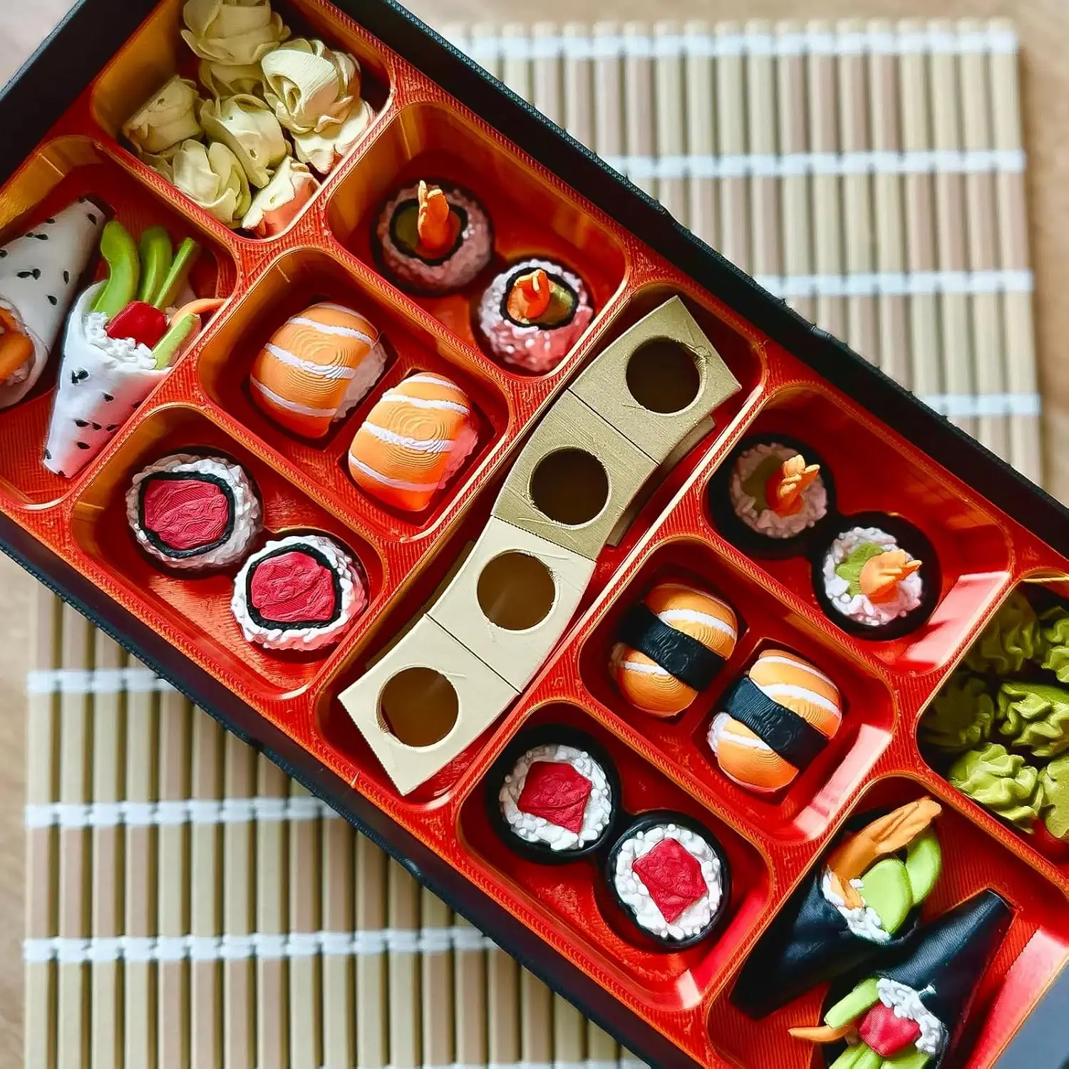 Set di scacchi per sushi - Gioco da tavolo a tema sushi stampato in 3D con tavola pieghevole