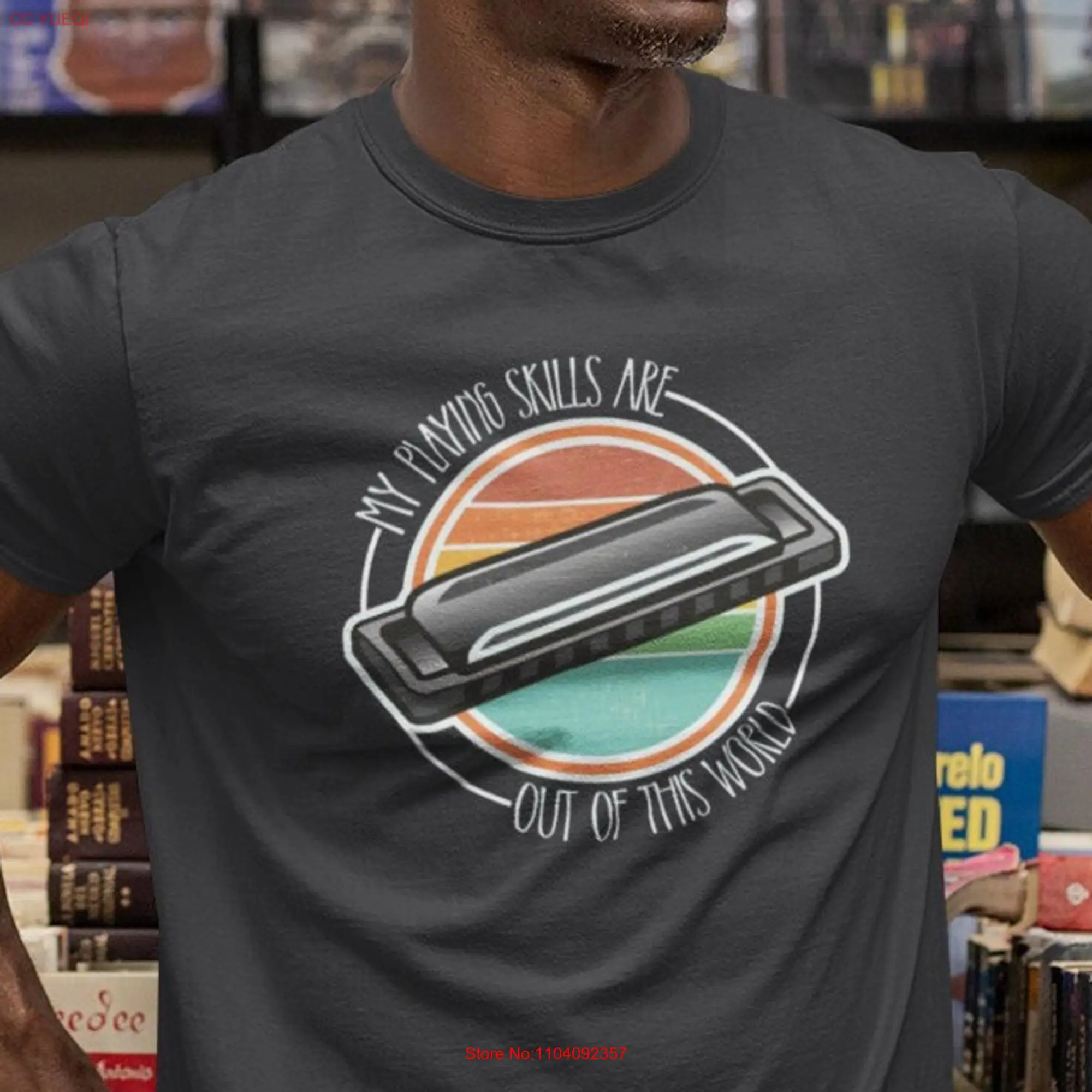 Harmonica Player The Blues Music Lover T Shirt Aesthetic Mouth Organ ArT Skills long or short sleeves