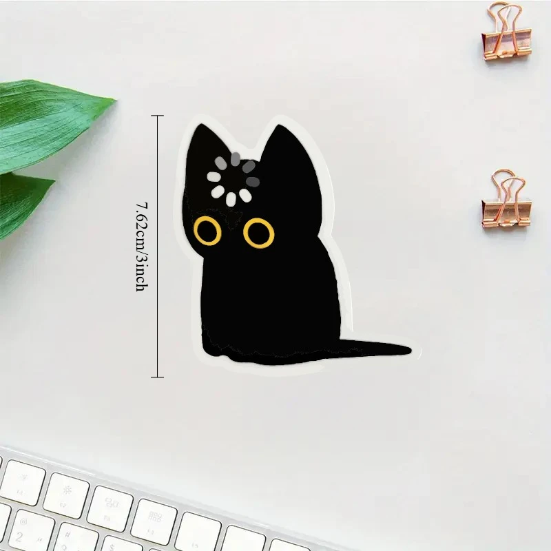 4PCS/SET  Cute Black Cat Sticker Yellow Eyes Pattern Adhesive Decal for Laptop Phone Car Decorative Waterproof
