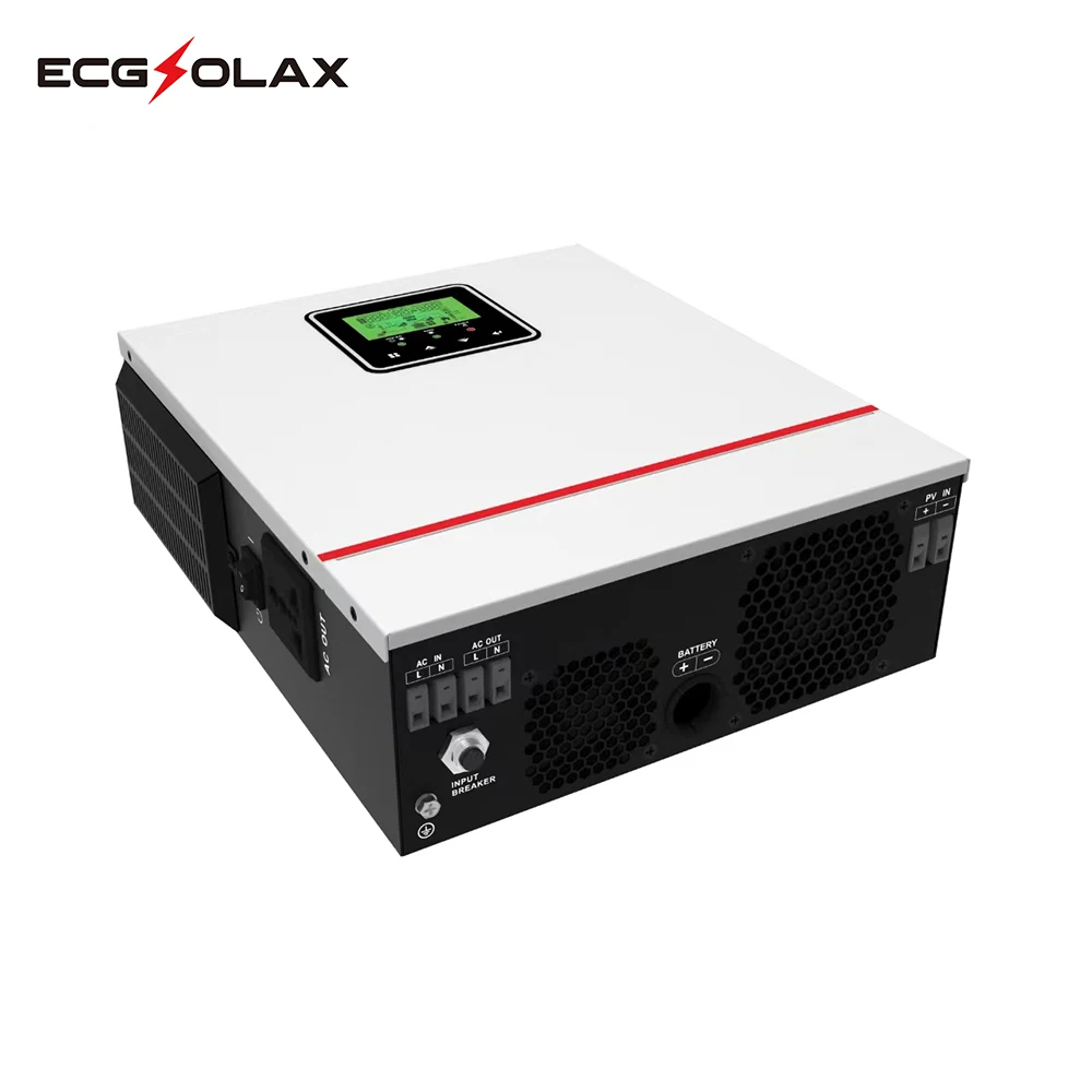 Imagem -04 - Ecgsolax 1000w 1500w Inversor Solar Híbrido 12v 24v 220v Inversor de Onda Senoidal Pura Construído em 80a Mppt Controlador de Carga Solar Inversor Fora da Rede para Uso Doméstico Inversor Hibrido Off Grid