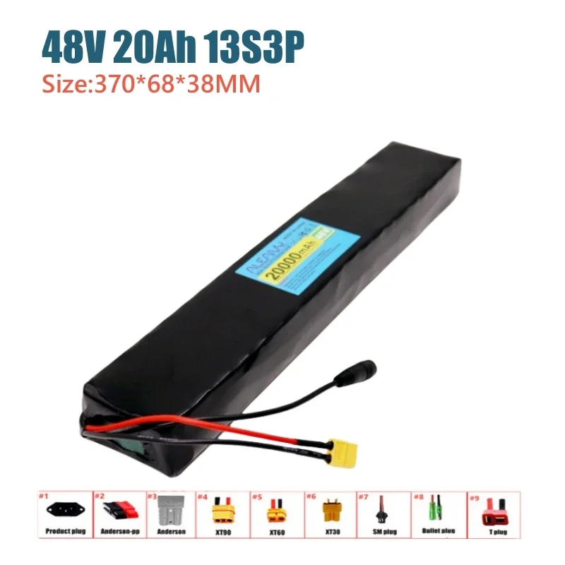 

ALEAIVY 48V 20Ah 13S3P rechargeable 18650 lithium-ion battery pack, suitable for 750W 1000W electric bicycles and scooters