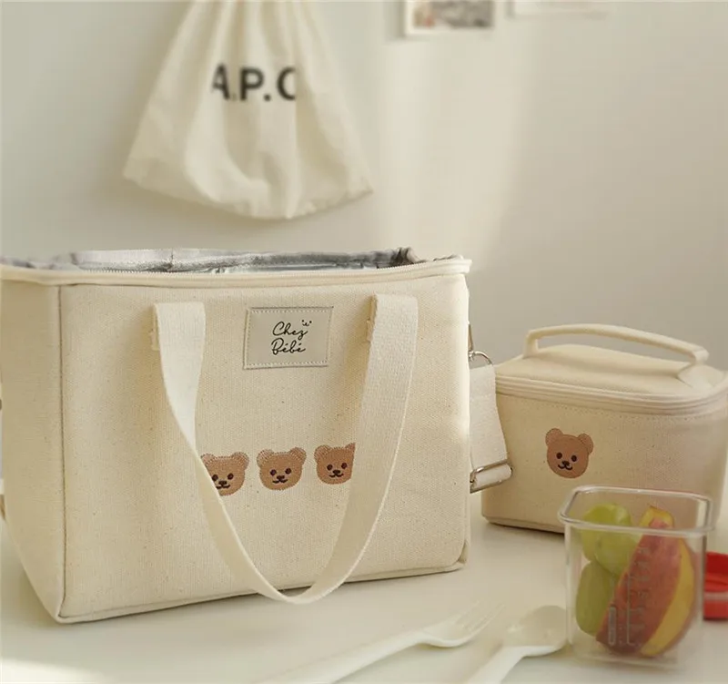 Multifunctional Mother Baby Bag Diaper Bags Waterproof Bear Embroidery Thermal Insulation Mommy Bag Fashion Food Storage Bags