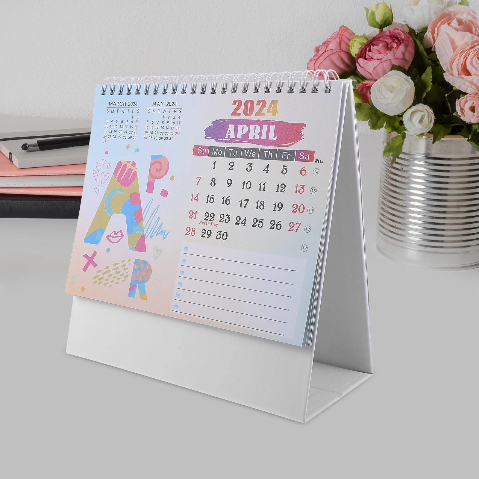 

2024 Desk Calendar Tabletop Monthly Planner 2023 2024 Thick Paper Home Office Decor Accessory Sturdy Schedule for Teachers