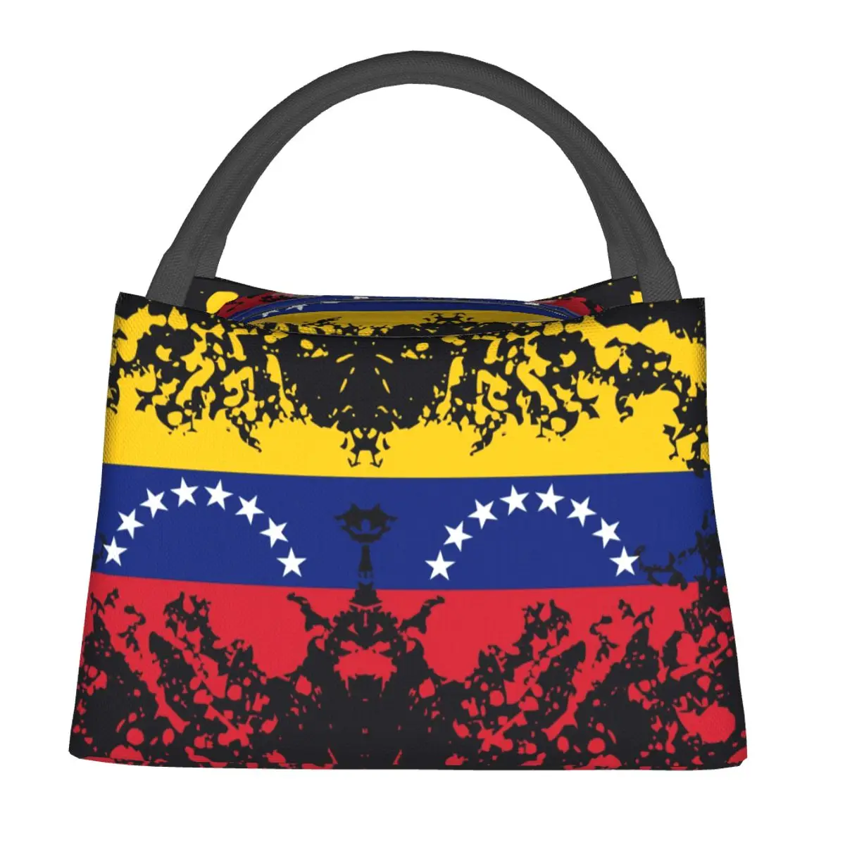 

Venezuela Flag Lunch Bag Ink Splatter Vintage Lunch Box Picnic Convenient Thermal Lunch Bags Print Cooler Bag