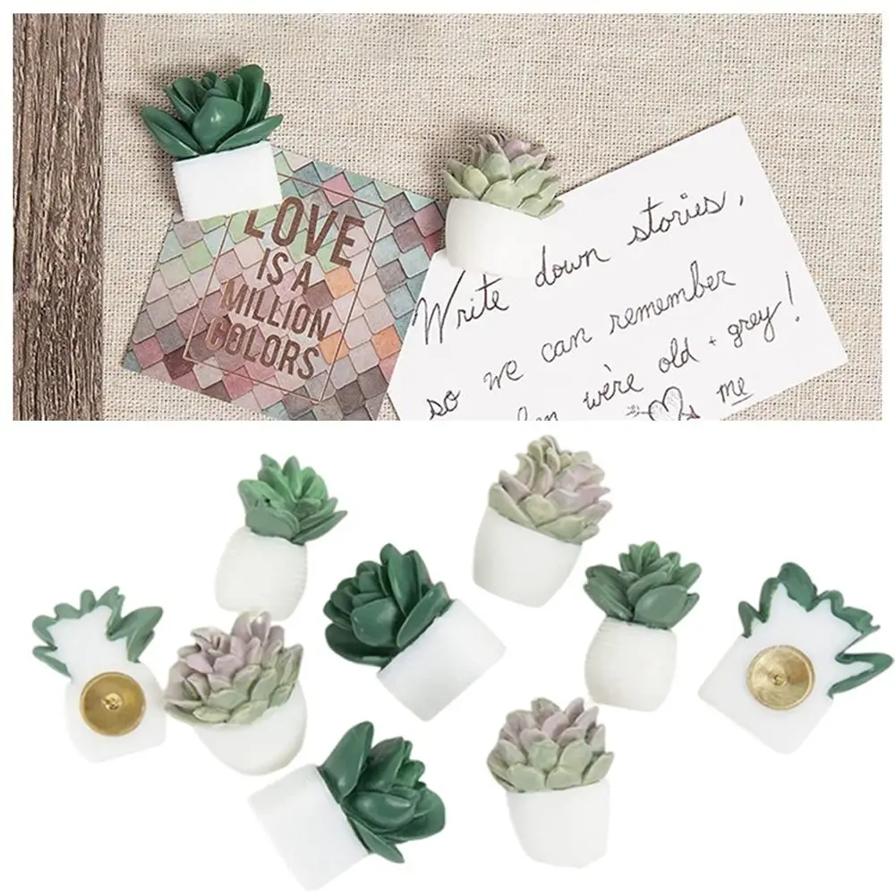 9/20Pcs Portable Creative Succulent Plants Decorative Pushpins 3D Resin Thumb Tacks with Box Cute Cork Board Tacks Corkboard