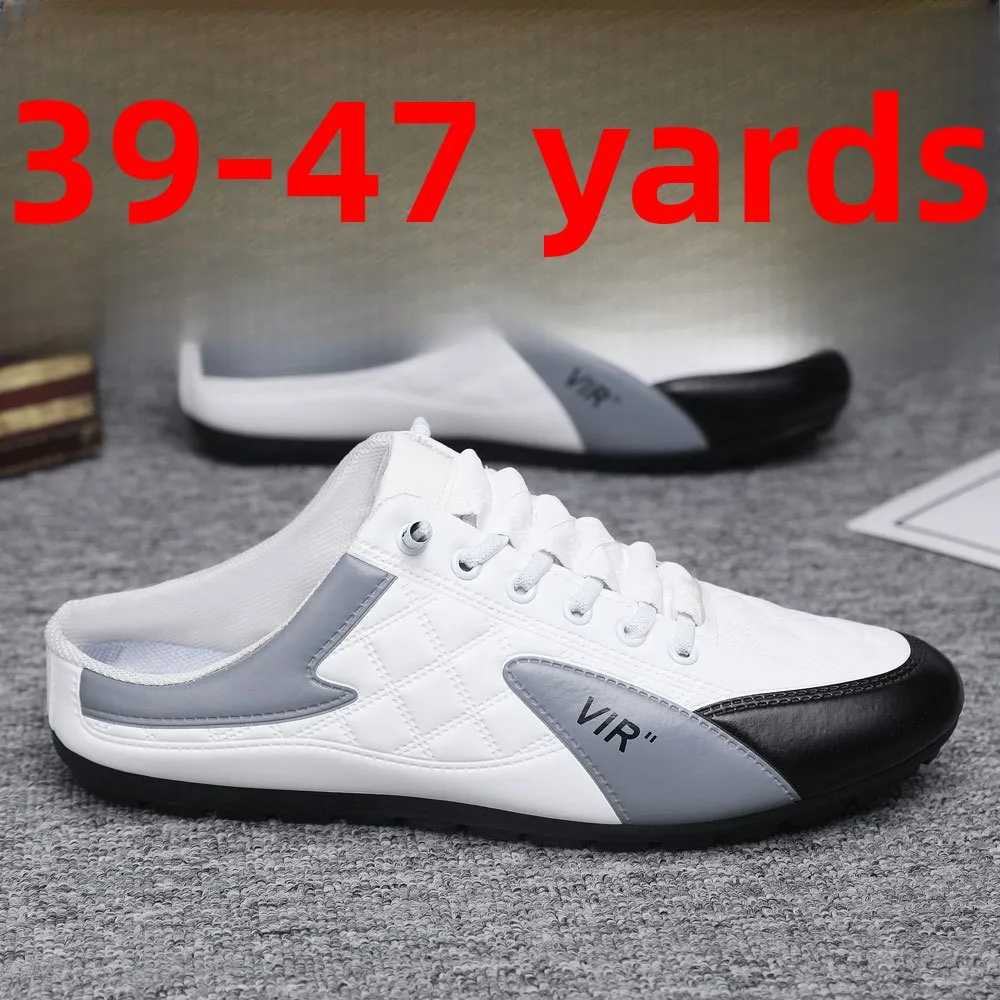 

Large size men's shoes spring half slippers men's casual breathable Korean version trend lazy one-pedal half-tray shoes