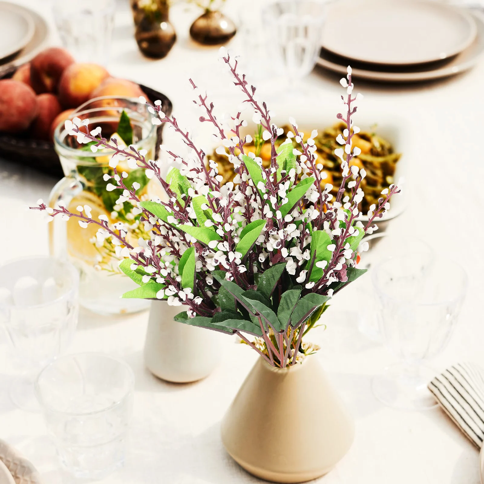 

3 Pcs Outdoor Simulated Pearl Fruit Fake Flowers Bride Faux Plant Shelf Plastic Small Artificial Plants