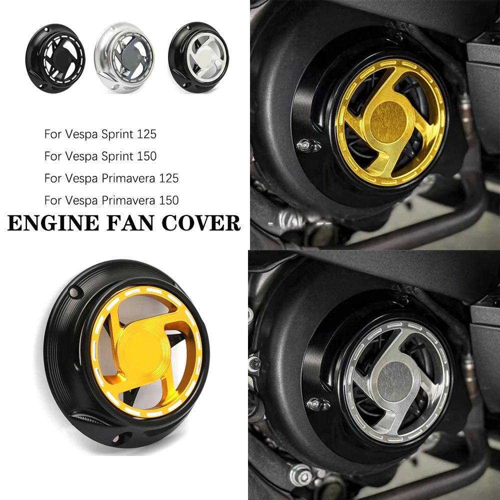 

Motorcycle Accessories Aluminum Cooling Fan Cover Engine Radiator Guard Rotating New For Vespa Primavera 150 125 Sprint 125 150