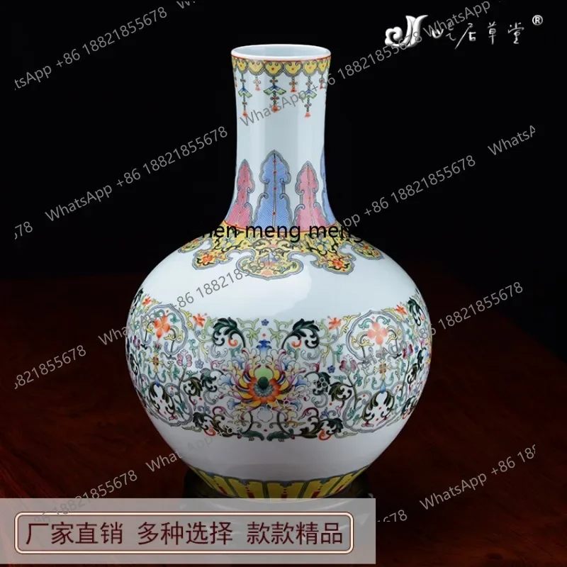 A74Handmade vase Pastel celestial ball vase Wanshou Ruyi Jingdezhen ceramic small vase