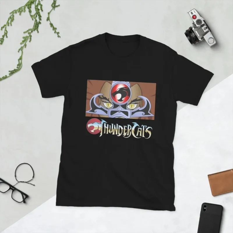 Camiseta vintage de ThunderCats. Camiseta gráfica de dibujos animados retro de los años 80 con logo y máscara de Mumm-Ra Clásico Negro Unisex Casual Top Clásico
