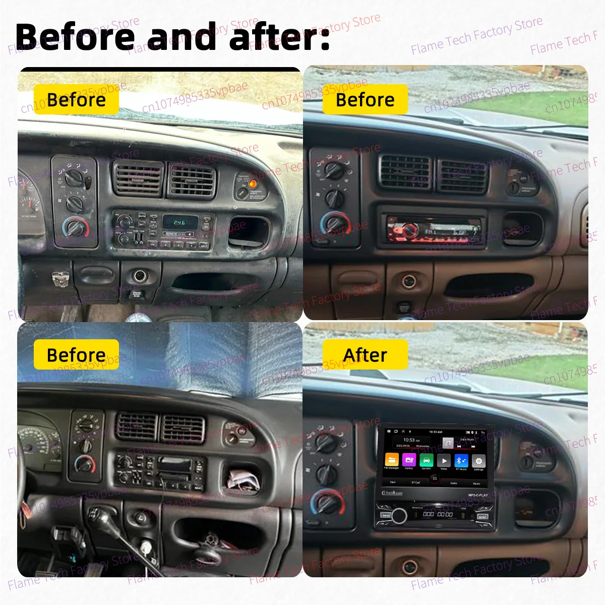 For Dodge RAM 1500 2500 3500 Pick Up 1995-2001 Android 1Din Screen Stereo 7