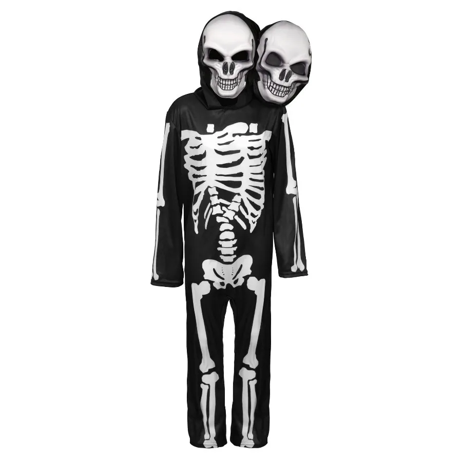 Halloween Cosplay Costume Double Headed Skull Children's Costume Horror Stage Performance Mock Ghost Performance Costume