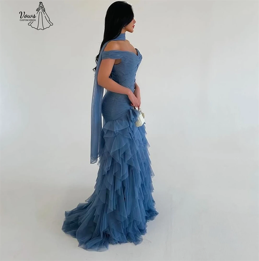 فستان سهرة فاخر مصنوع حسب الطلب من Vows 2025 فساتين أنيقة للنساء بخط كتف على شكل بطاقة فساتين شريطية للمناسبات الخاصة #4