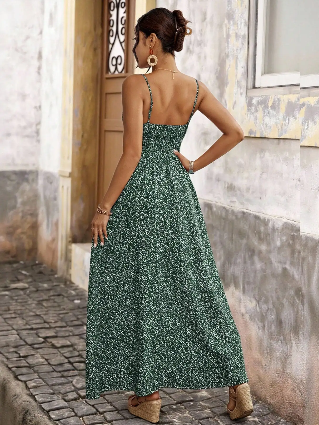 Women's Sleeveless Knot Strap All Over Print Summer Maxi Dress
