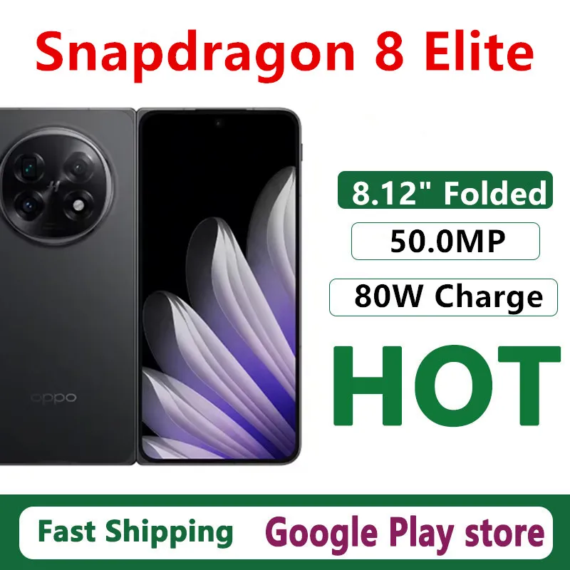 هاتف محمول Oppo Find N5 الأصلي Snapdragon 8 Elite OTA 5600mAh 50.0MP كاميرا 80W شحن فائق 8.12 بوصة AMOLED شاشة مطوية