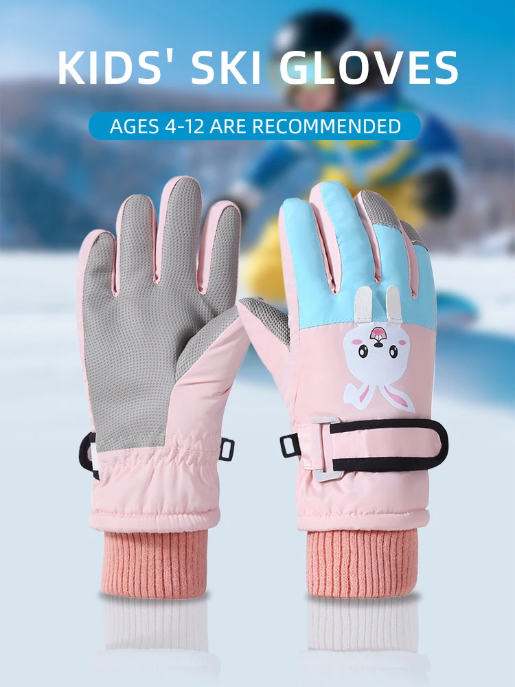 

Cartoon Children's Ski Gloves, Unisex, Waterproof, Durable, Winter Warm, Children's Split-finger Gloves, Cycling Gloves