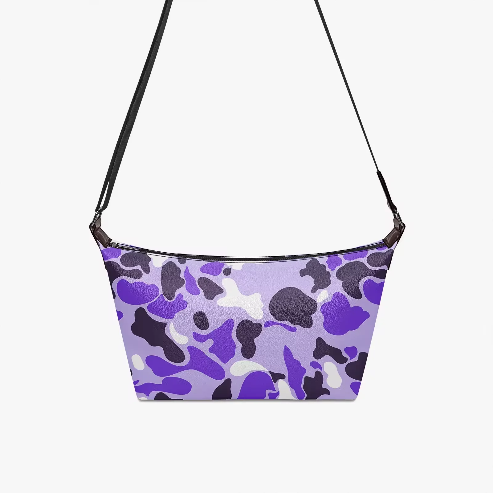 Factory Custom Light Purple Base Purple Camo Print Crossbody Sling Shoulder Bag Casual Travel Purse for Women Usually Use