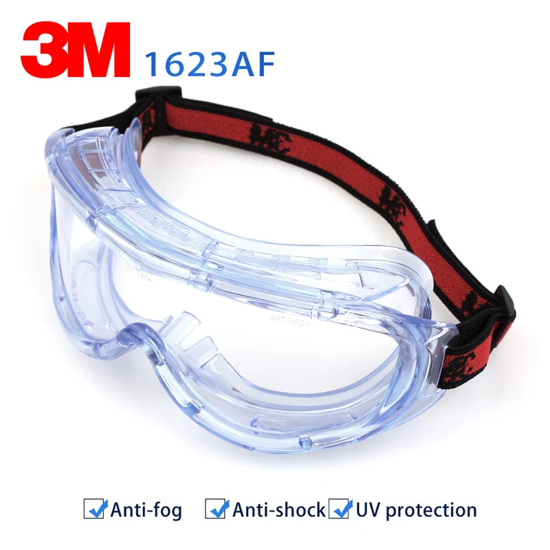 

3M 1623AF Big Vision Chemical Splash Goggles Transparent Goggles Anti-Wind Sand Dust Shock Polishing Protective Glasses