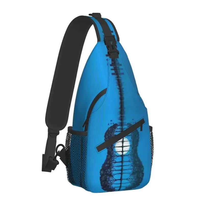 Nature Guitar Musical Notes Sling Crossbody Chest Bag Men Casual Guitarist Lover Shoulder Backpack for Hiking