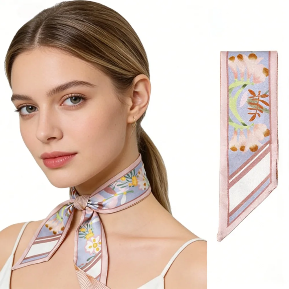 

Женский длинный шелковый шарф-лента для волос, шарф для шеи, декоративный шарф для ручки сумки