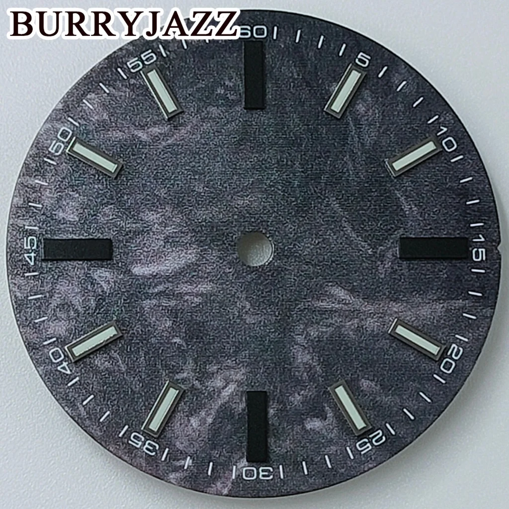 

BURRYJAZZ 28,5 мм без логотипа, черный циферблат из углеродного волокна, зеленый светящийся циферблат для NH35 NH36, корпус с автоматическим механизмом, модная часть